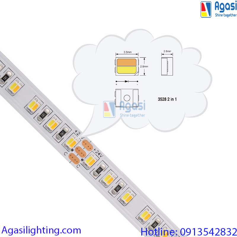 Đèn led dán 3 màu 2835 có thể cung cấp cho quý khách hàng dãi ánh sáng từ 3000-6000K