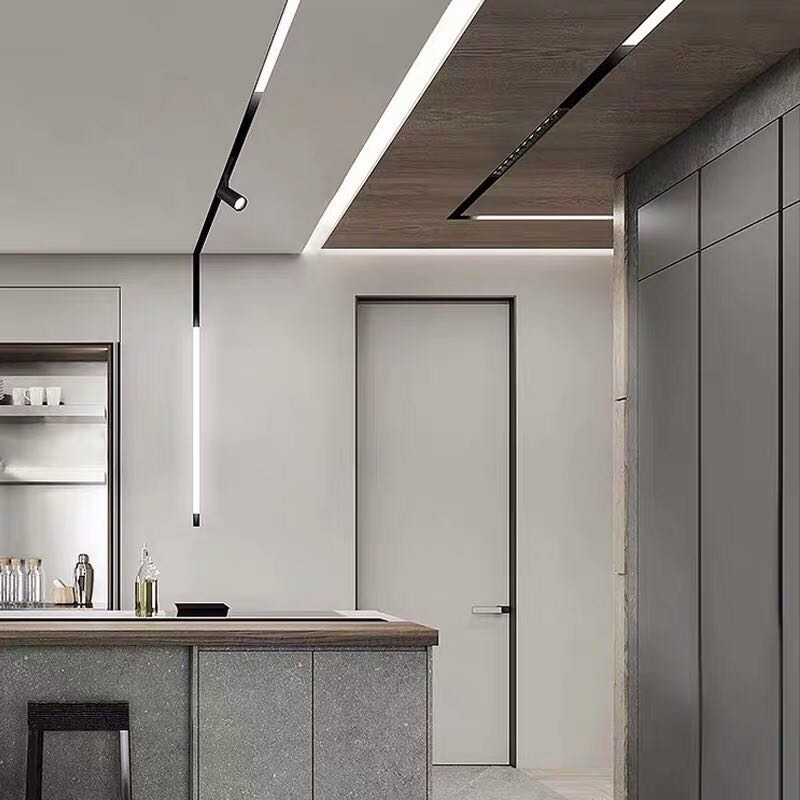 Đèn ray nam châm trong ngôi nhà hiện đại theo phong cách tối giản và năng động 